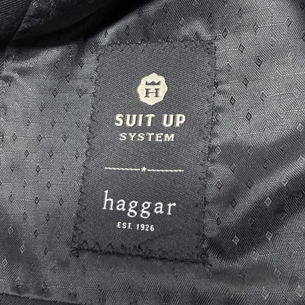 Haggar Suit Up System Mens 44R Black 2 Button Blazer Jacket HZ00222 001 Regular